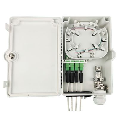 FTTH IP65 Outdoor 4 Core Fiber Optic Termination Box con connettore SC montato a parete Grigio