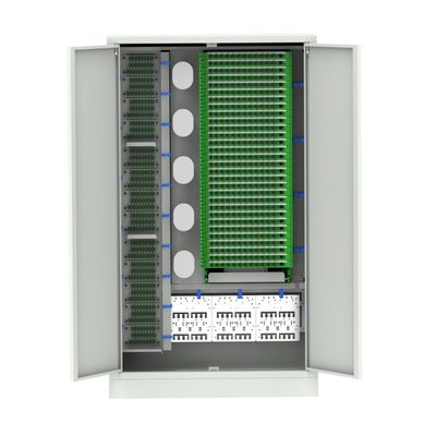 Cornice di distribuzione in fibra ottica montata su scaffale per interni SC/FC da 19 pollici di colore grigio