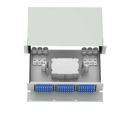 Capacità Equipaggiamento in fibra ottica Cornice di distribuzione subottica con 144 porte in NERO