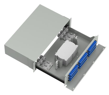 Capacità Equipaggiamento in fibra ottica Cornice di distribuzione subottica con 144 porte in NERO